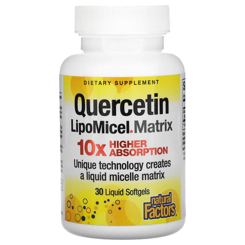免費送 Natural Factors, Quercetin LipoMicel Matrix，30 粒液體軟凝膠
