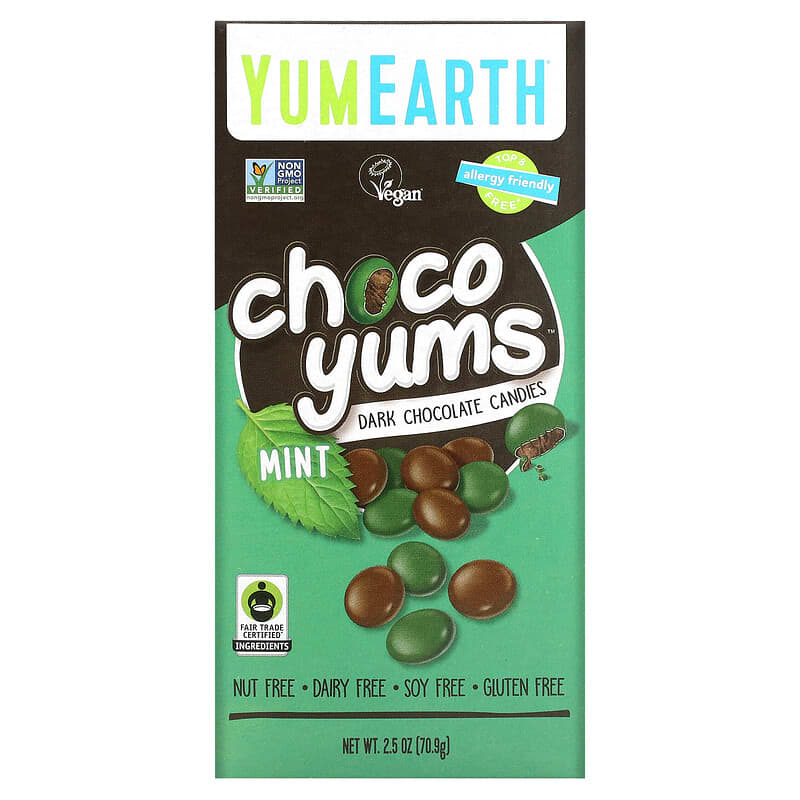 免費送 YumEarth, Choco Yums，黑巧克力糖果，薄荷味，2.5 盎司（70.9 克）