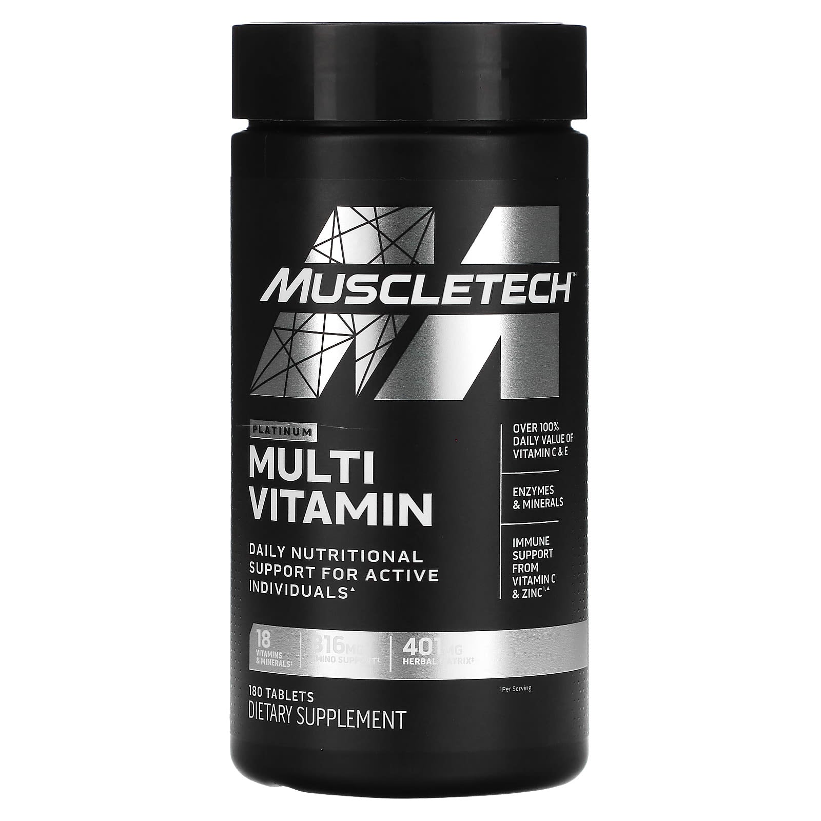 MuscleTech, 白金複合維生素，180 片（外包裝變形）