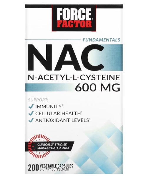 Force Factor, Fundamentals, NAC, N-Acetyl-L-Cysteine, 600 mg, 200 Vegetable Capsules