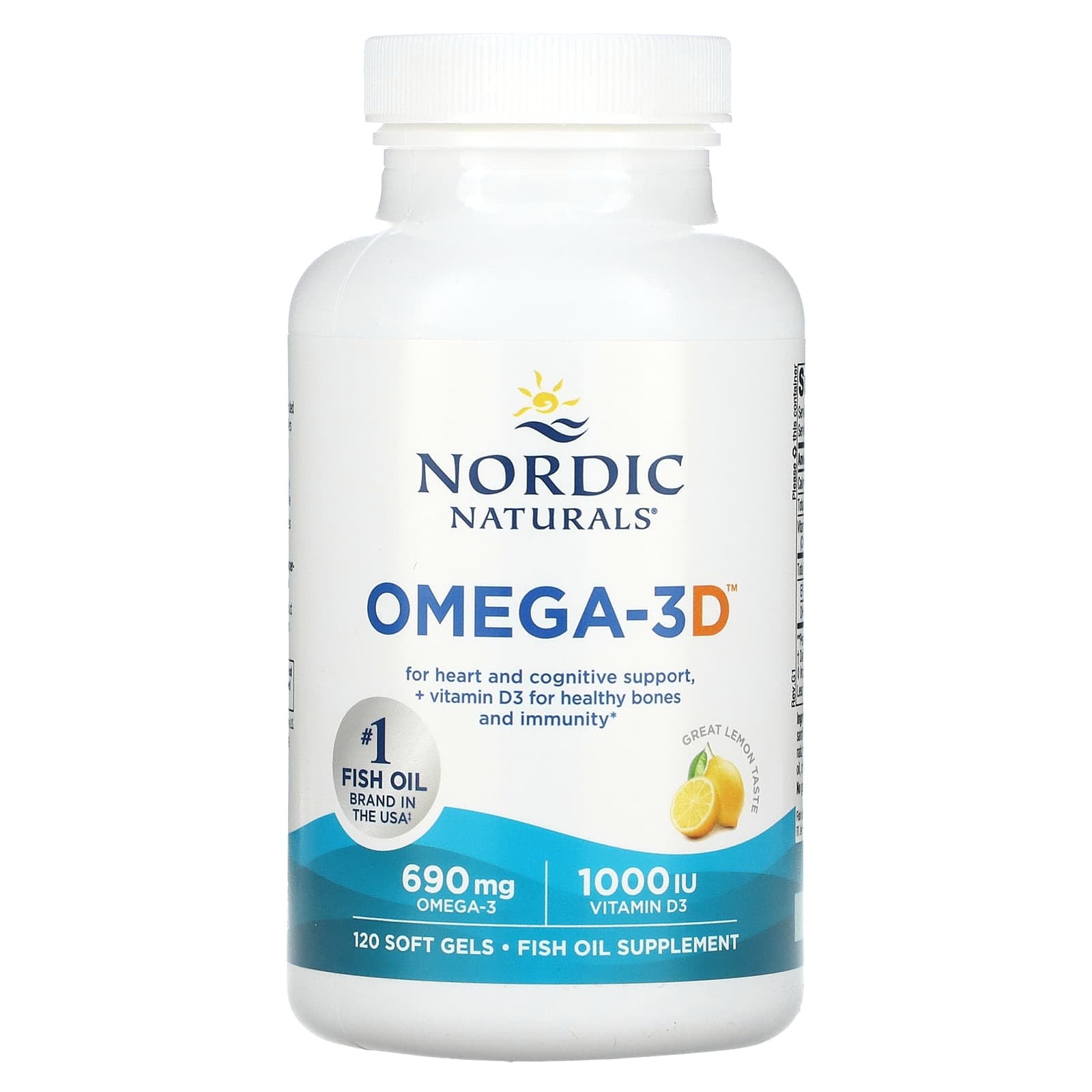 Nordic Naturals，Omega-3D，檸檬味，120 粒軟凝膠