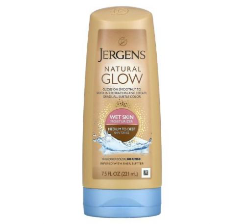 Jergens天然水晶濕膚保濕霜，中度至棕褐色，7.5盎司