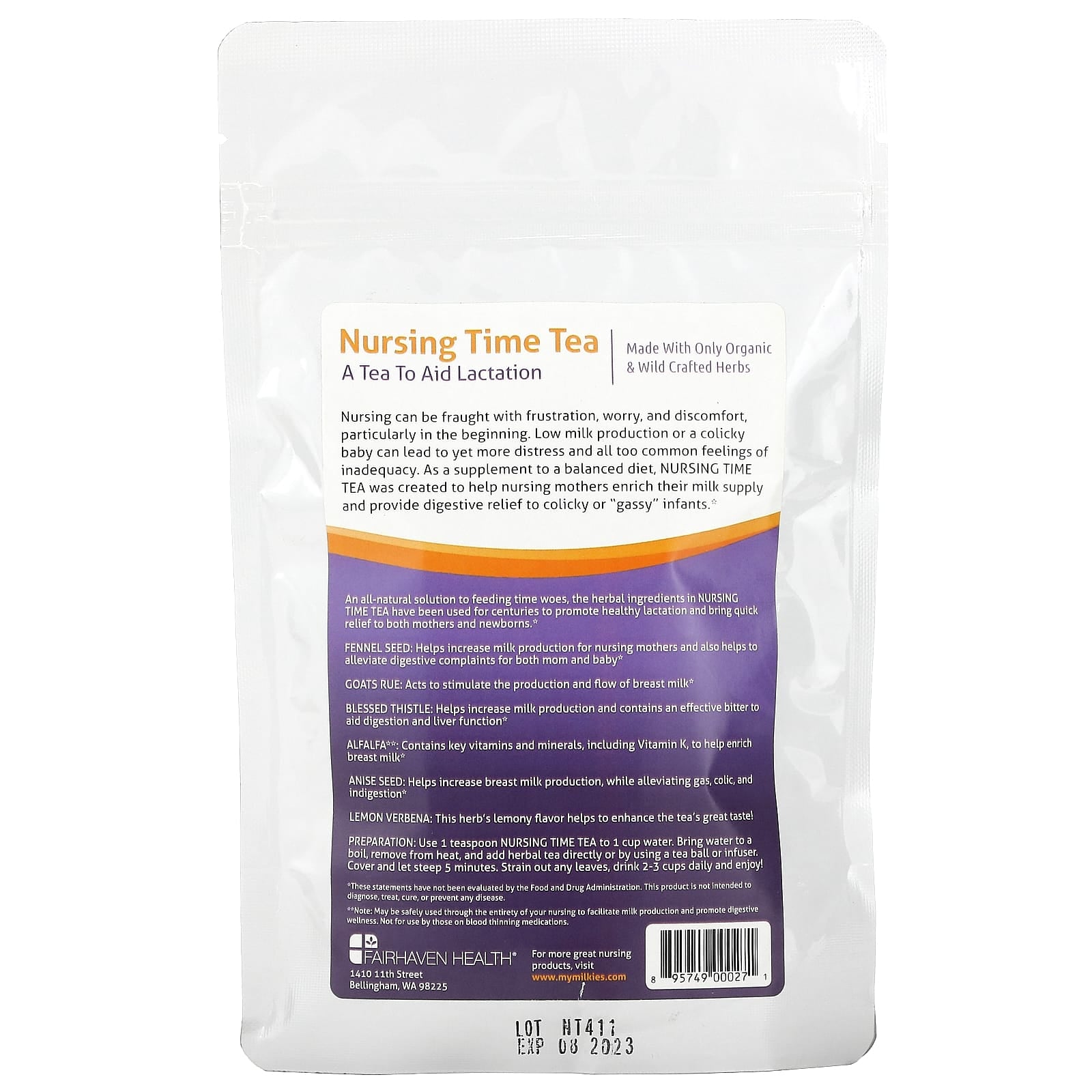 Fairhaven Health, Nursing Time Tea, Lemon, 4 oz