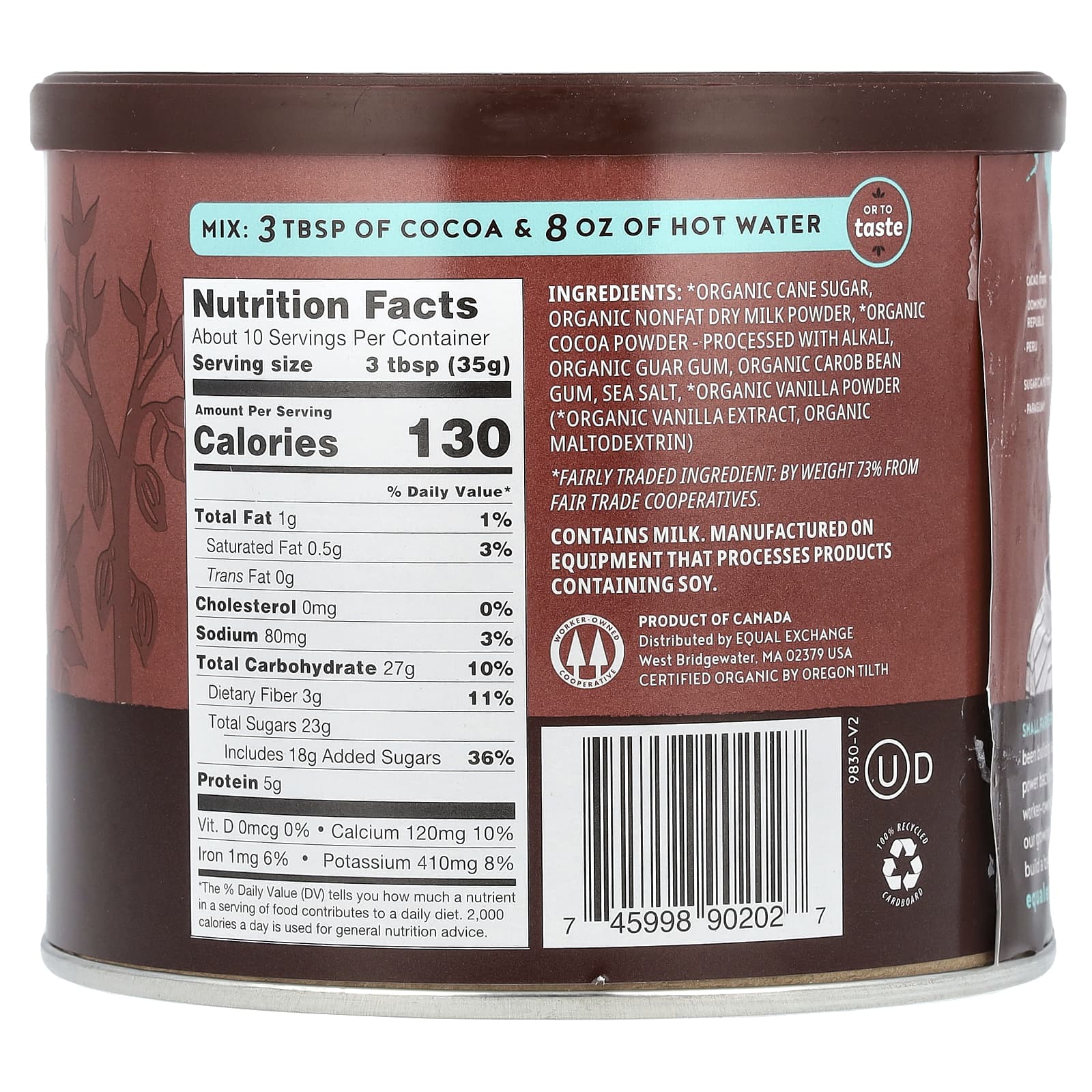 Equal Exchange, Organic Hot Cocoa, 12 oz (340 g)