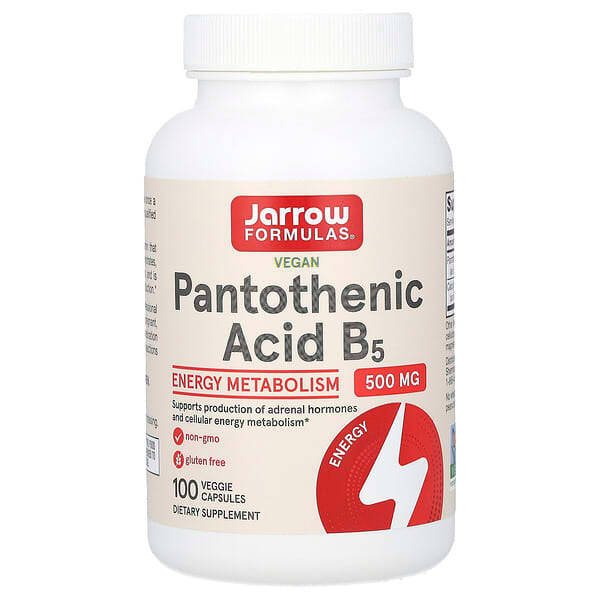 Jarrow Formulas, Pantothenic Acid B5, 500 mg, 100 Veggie Caps