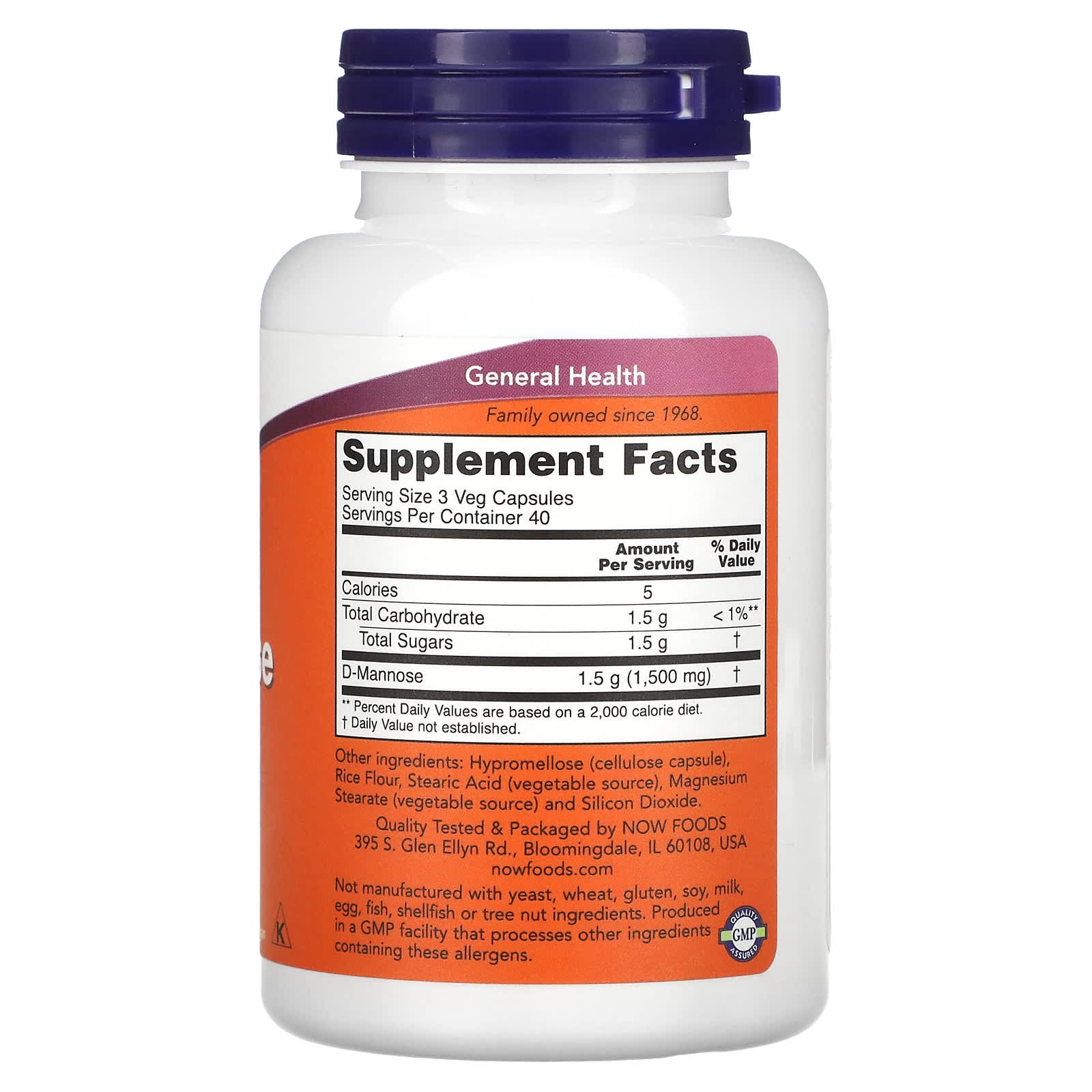 NOW Foods, D-Mannose, 500 mg, 120 Veg Capsules