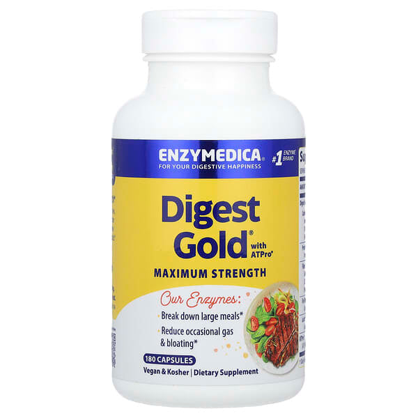 Enzymedica, 含 ATPro® 的 Digest Gold®，特強型，180 粒膠囊