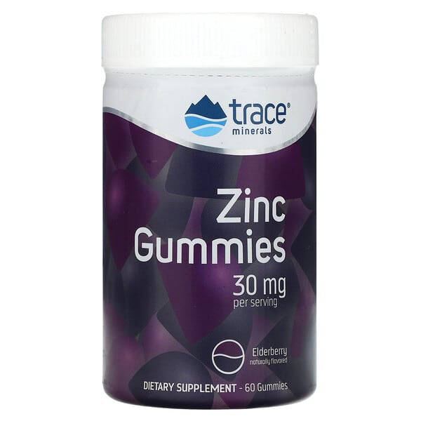 Trace Minerals ®, Zinc Gummies, Elderberry, 30 mg, 60 Gummies (15 mg per Gummy)