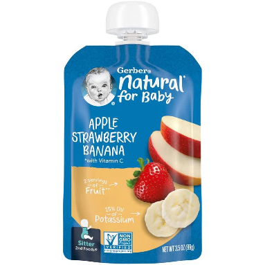 Gerber, Natural for Baby, 2nd Foods, Apple, Strawberry, Banana, 3.5 oz (99 g)【7 packs】