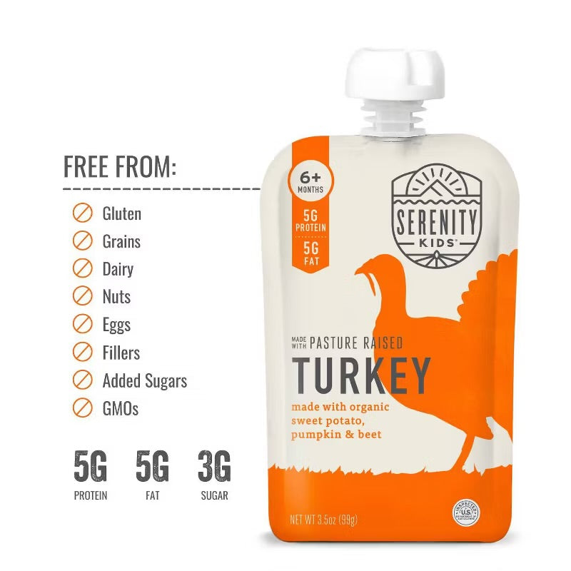 Serenity Kids Pasture Raised Turkey with Organic Sweet Potato Pumpkin & Beet Baby Meals - 3.5oz