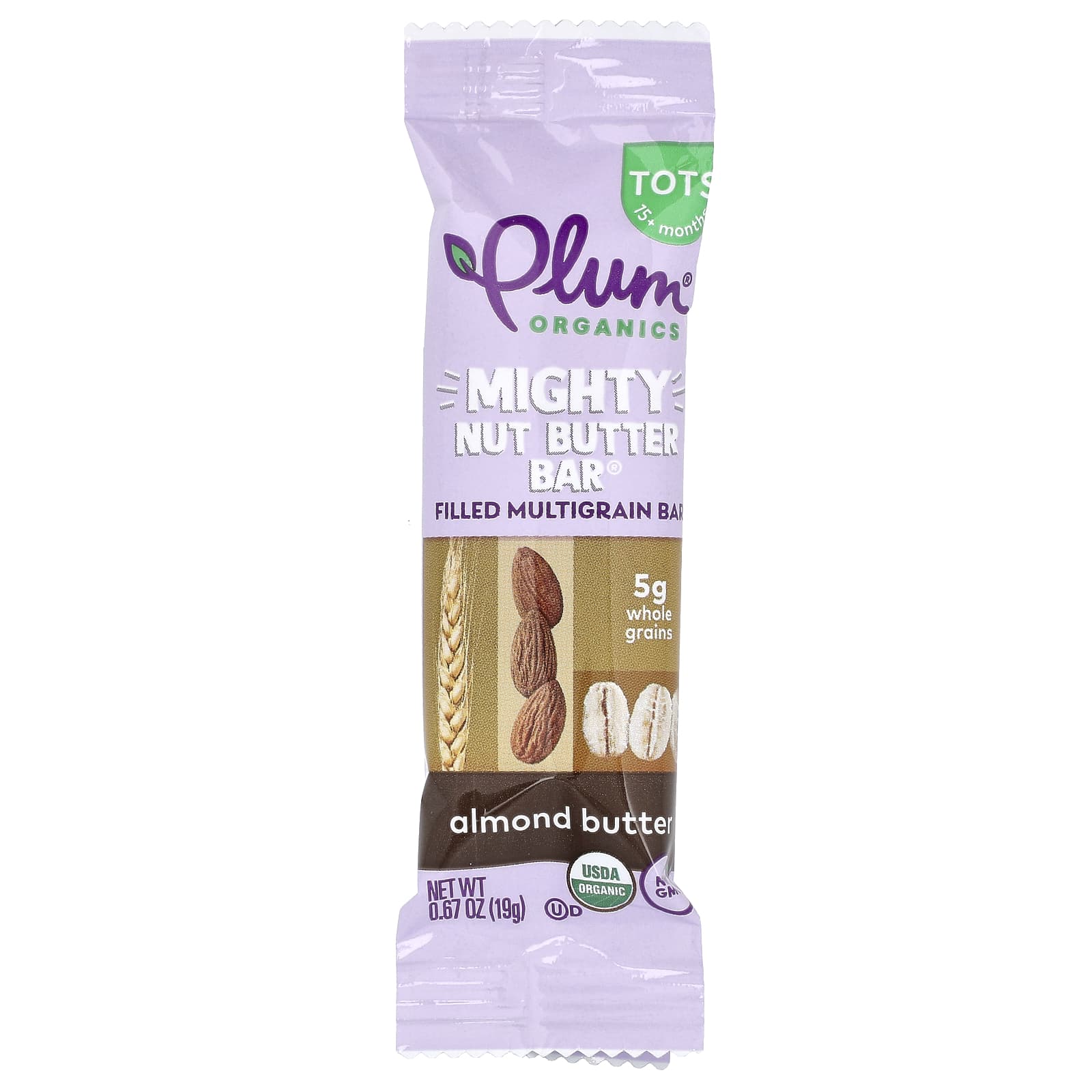 FREE Plum Organics, Mighty Nut Butter Bar®, 15+ Months, Almond Butter, 5 Bars, 0.67 oz (19 g) Each