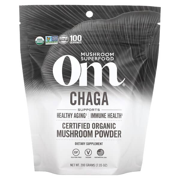 Om Mushrooms, 白樺茸，有機認可蘑菇粉，7.05 盎司（200 克）