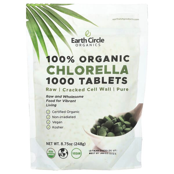 Earth Circle Organics, 全有機小球藻片，1,000 片，8.75 盎司（248 克）
