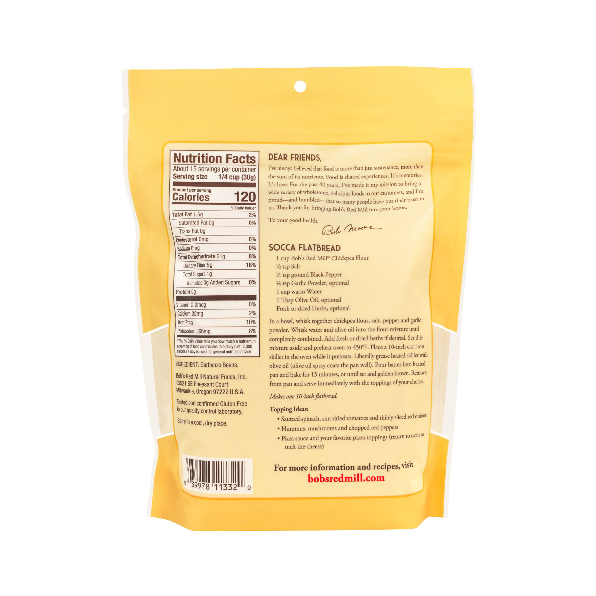 Bob's Red Mill Chickpea Flour (Garbanzo Bean Flour) 624g