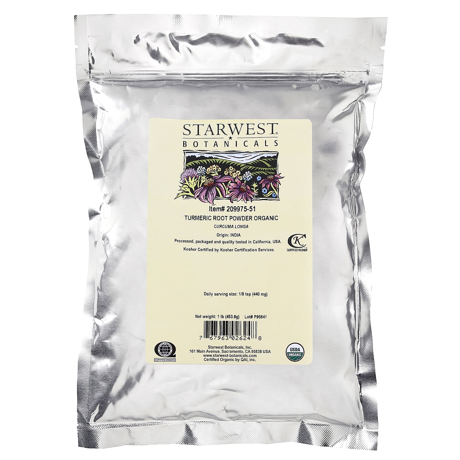 Starwest Botanicals, Organic Turmeric Root Powder, 1 lb (453.6 g)