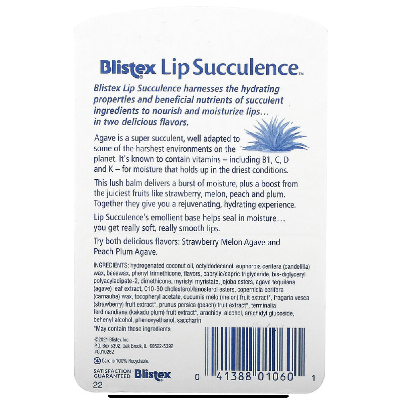 Blistex ，Lip Succulence，熱帶，2‏ 包，每包 0.15 盎司（4.25 克）