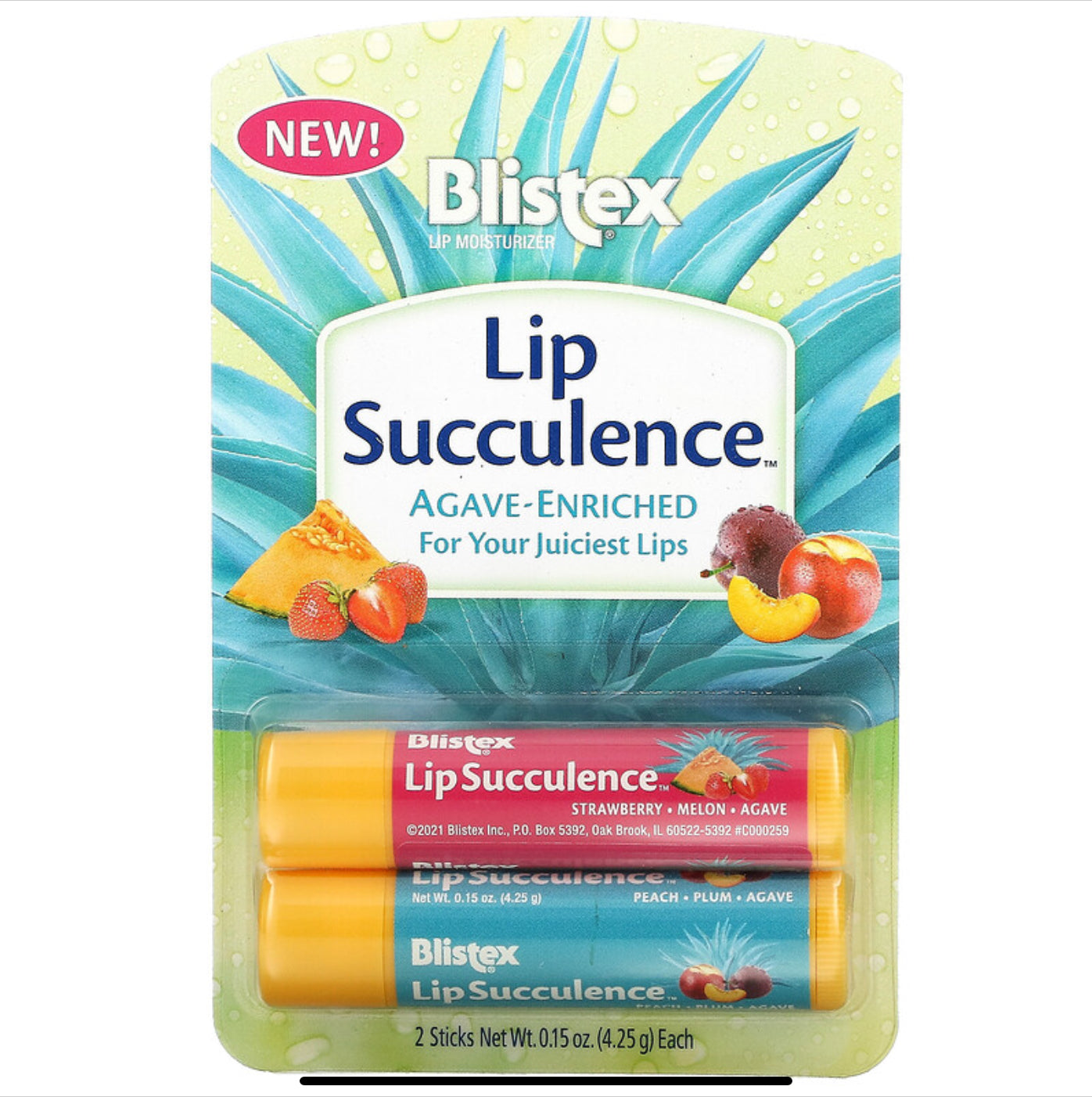 Blistex ，Lip Succulence，熱帶，2‏ 包，每包 0.15 盎司（4.25 克）