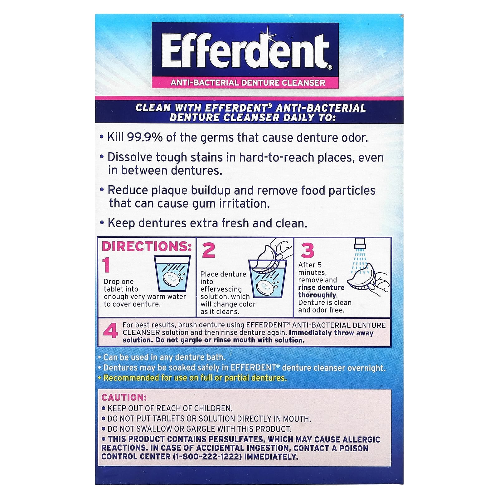 Efferdent, Anti-Bacterial Denture Cleanser, Complete Clean, 102 Tablets