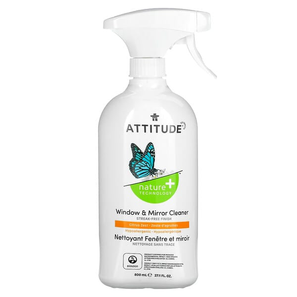 ATTITUDE, Window & Mirror Cleaner, Citrus Zest, 27.1 fl oz (800 ml)