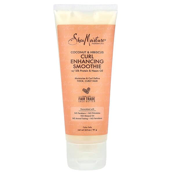 SheaMoisture, Curl Enhancing Smoothie with Silk Protein & Neem Oil, Coconut & Hibiscus, 3.2 oz (91 g）