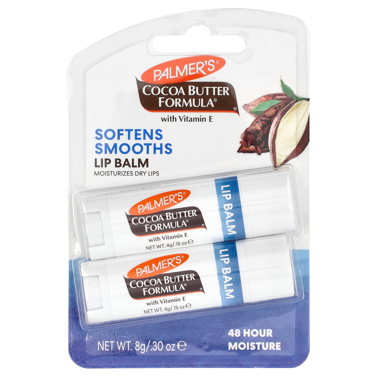 Palmer's, Cocoa Butter Formula with Vitamin E, Softens Smooths Lip Balm, 2 Pack, 0.15 oz (4 g) Each