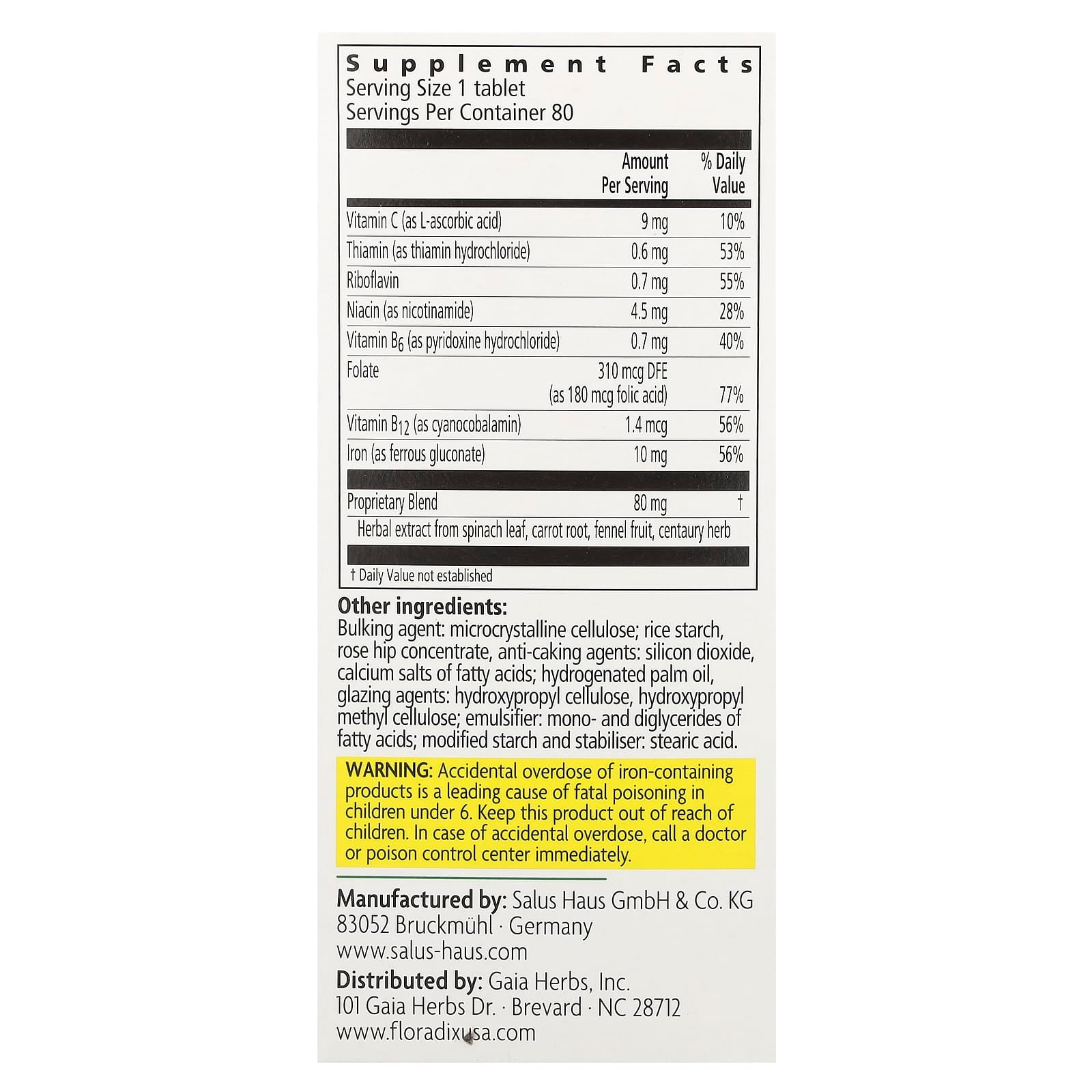 Floradix, Floradix® Iron + Vitamin, 80 Tablets