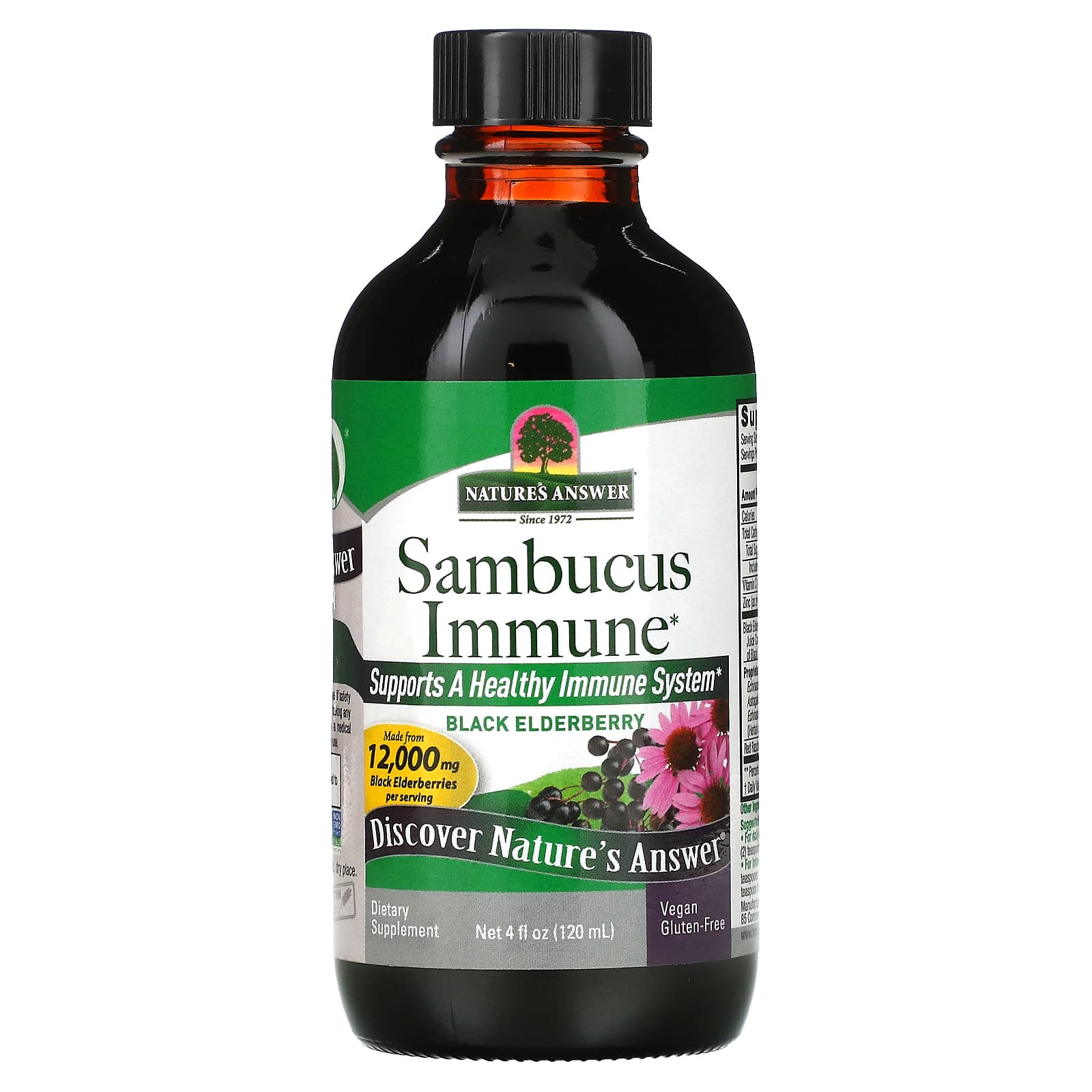 Nature's Answer, Sambucus Immune, Black Elderberry, 12,000 mg, 4 fl oz (120 ml)