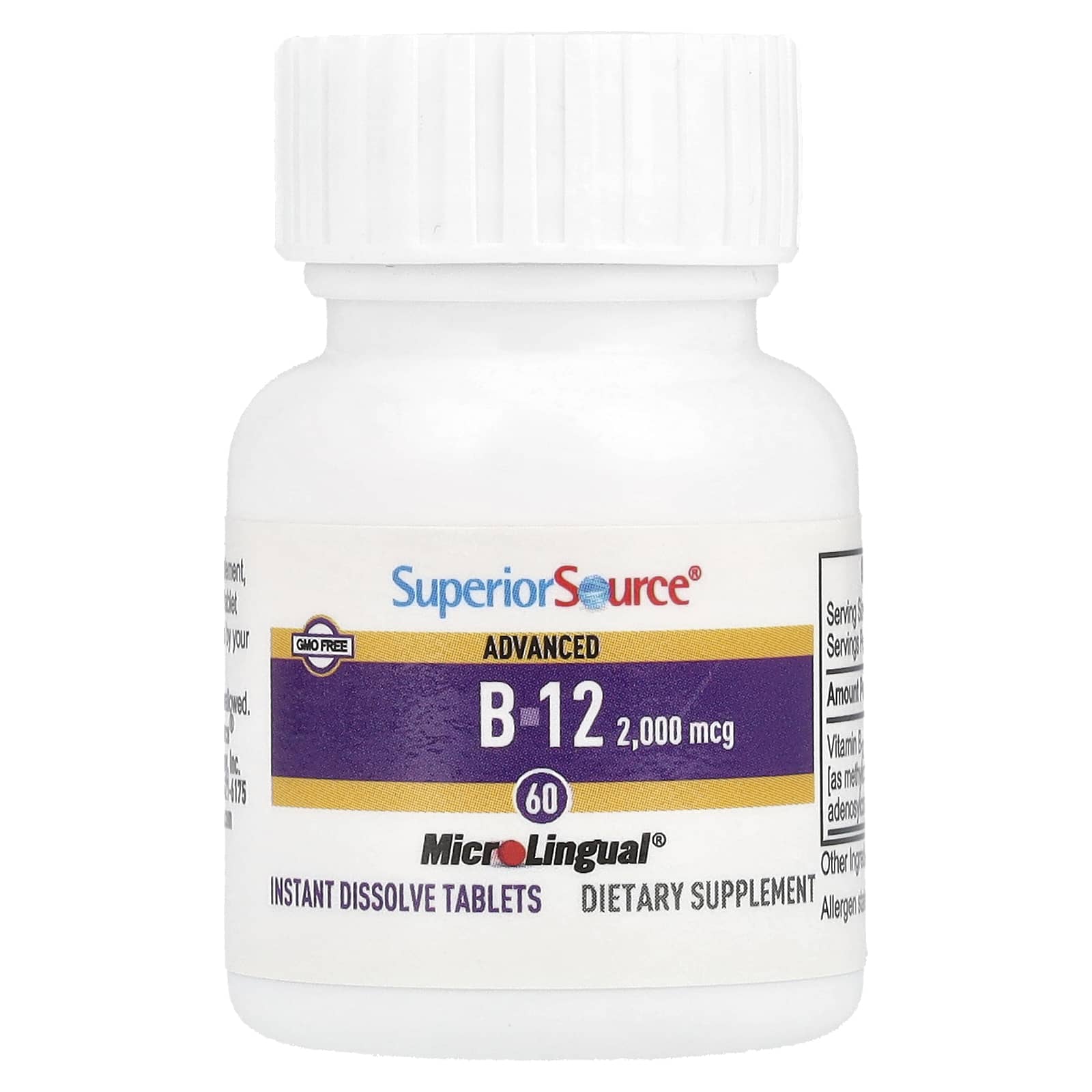 Superior Source, Advanced B-12, 2,000 mcg, 60 MicroLingual® Instant Dissolve Tablets