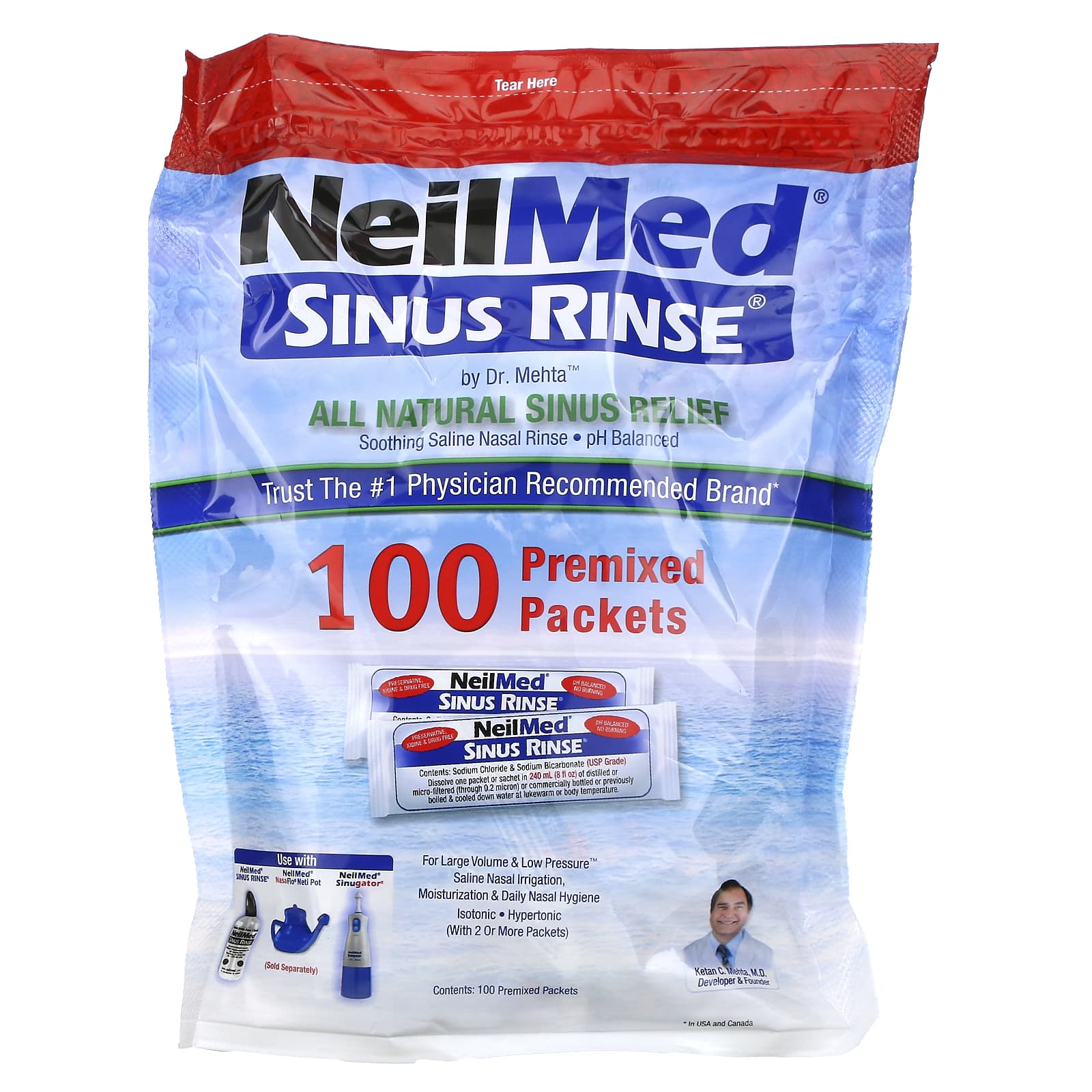 NeilMed, Sinus Rinse™ 全天然通鼻配方，預製洗鼻粉，100 袋裝