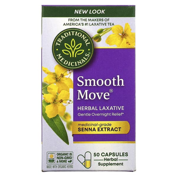 Traditional Medicinals, Smooth Move Capsules, Senna, 50 Capsules