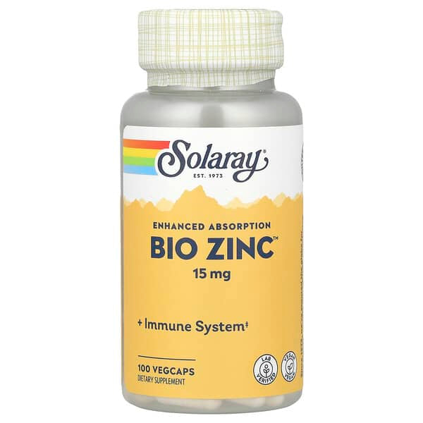 Solaray, Bio Zinc™，15 毫克，100 粒素食膠囊