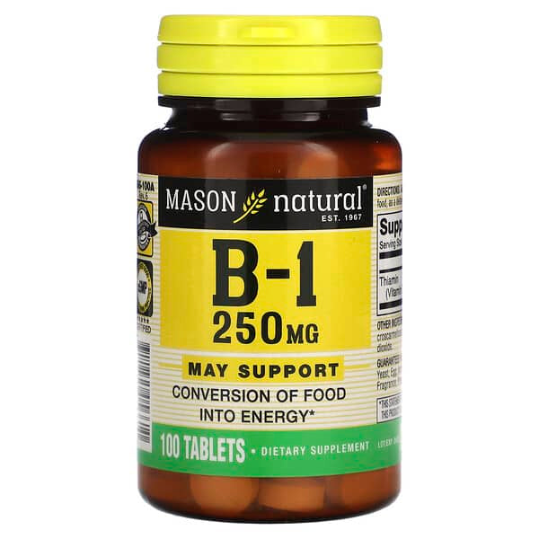 Mason Natural, 維生素 B-1，250 毫克，100 片