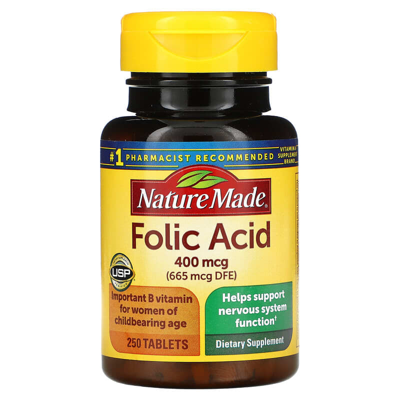 Nature Made, Folic Acid, 400 mcg, 250 Tablets