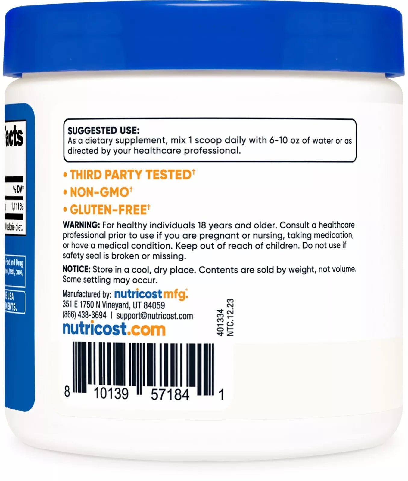 Nutricost Vitamin C Powder (0.5 LBS) - Pure Ascorbic Acid