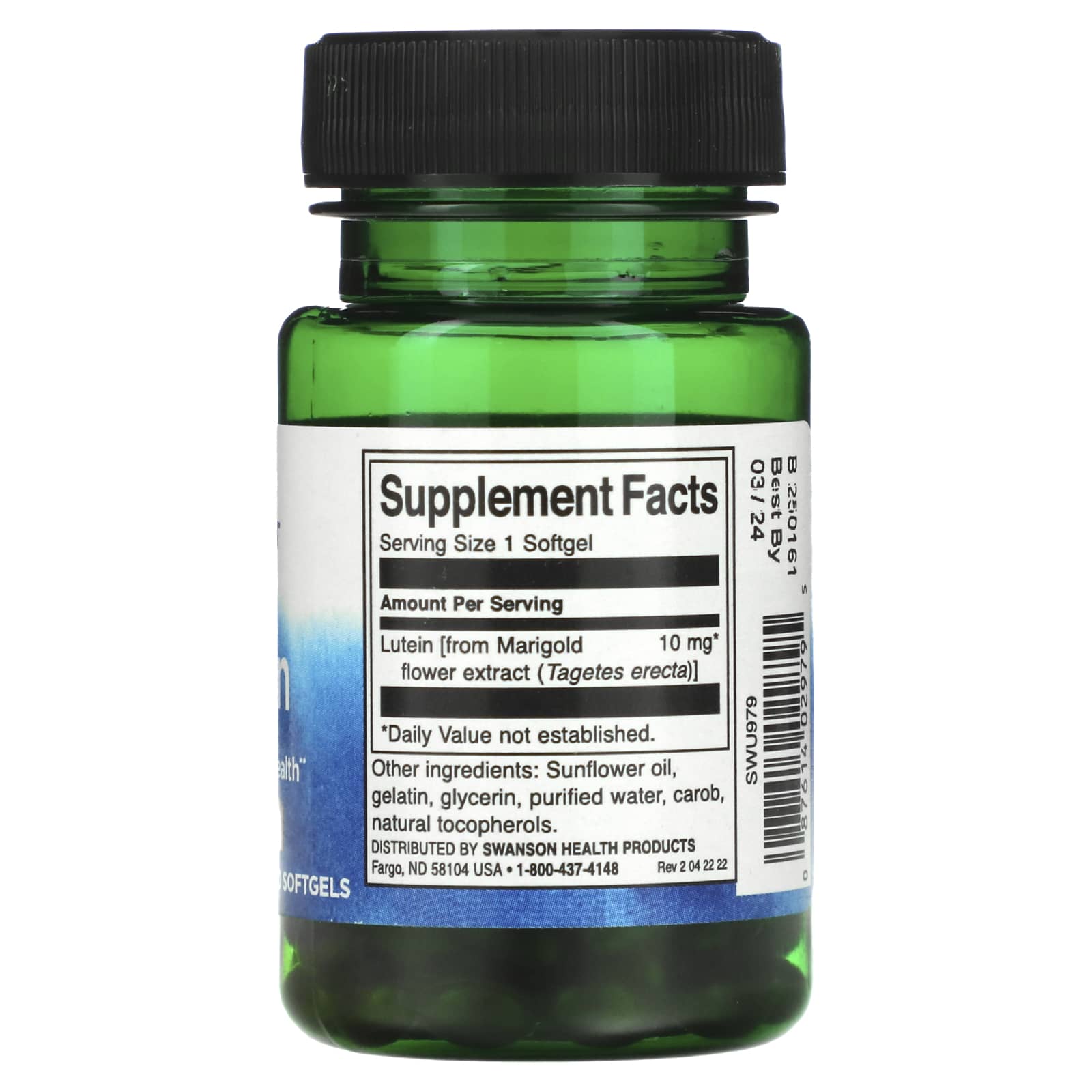 FREE Swanson, Lutein, 10 mg, 60 Softgels