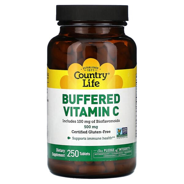 Country Life, Buffered Vitamin C, 500 mg, 250 Tablets