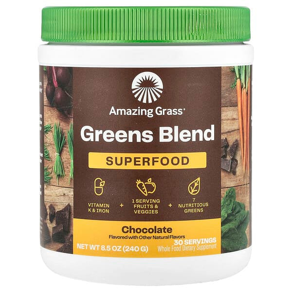 Amazing Grass, Greens Blend, Superfood, Chocolate, 8.5 oz (240 g)