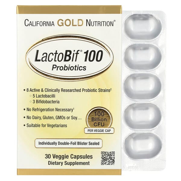 California Gold Nutrition, LactoBif® 100 益生菌，1000 億 CFU，30 粒素食膠囊