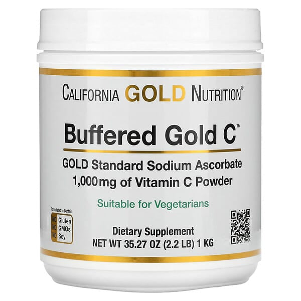 California Gold Nutrition, Buffered Gold C，非酸性維生素 C 粉，抗壞血酸鈉，2.2 lb（1 kg）