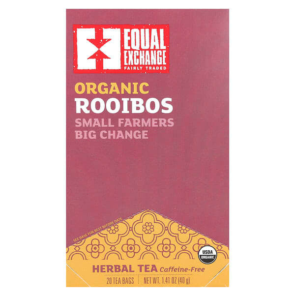 Equal Exchange, Herbal Tea, Organic Rooibos, Caffeine Free, 20 Tea Bags, 1.41 oz (40 g)