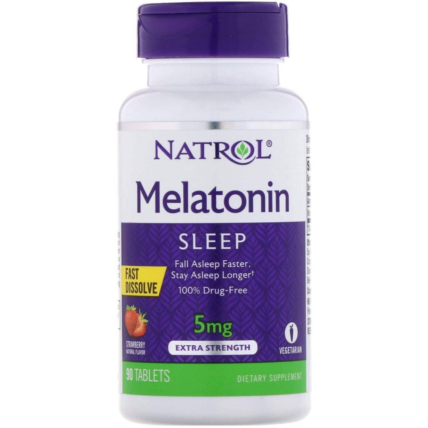 Natrol, Melatonin, Fast Dissolve, Strawberry, 5 mg, 90 Tablets