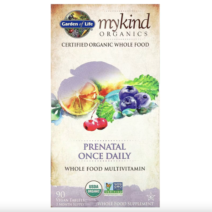Garden of Life, MyKind Organics，產前複合維生素和礦物質，每日一片，90 片素食片