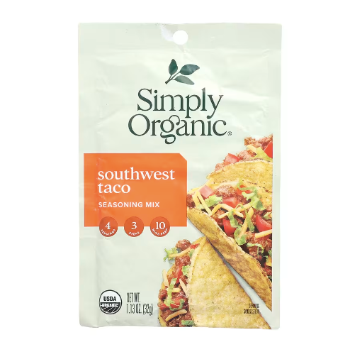 Simply Organic, Southwest Taco Seasoning Mix, 1.13 oz (32 g)