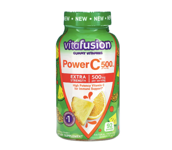 VitaFusion, Gummy Vitamins, Power C, Extra Strength, Tropical Citrus, 500 mg, 92 Gummies (125 mg per Gummy)