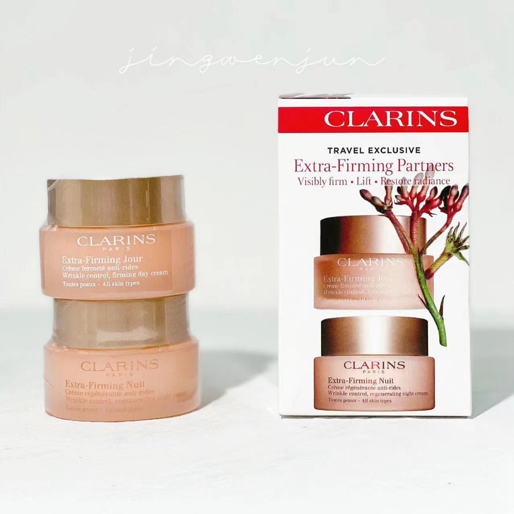 【Fixed Price】Clarins Extra-Firming Jour Wrinkle Control, Firming Day/Night Cream ~ All Skin Type Combo 50ml