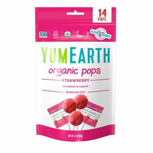 YumEarth, 有機草莓棒棒糖，草莓味，14 根，3.1 盎司（87 克）